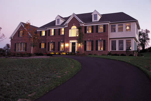 Exterior of suburban mansion, a1 Asphalt, Concrete, Paving