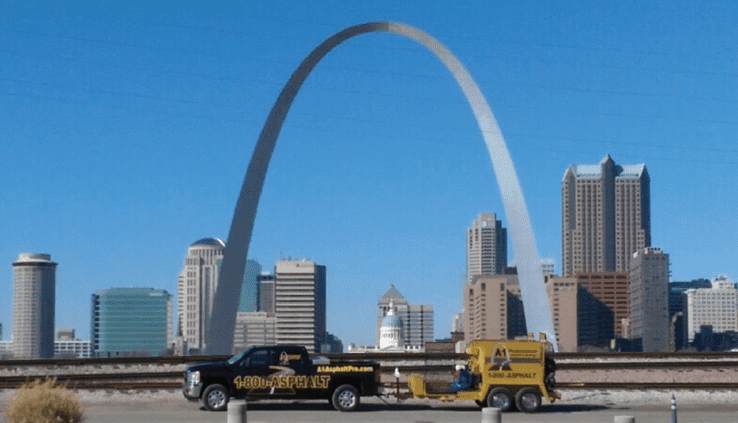 A1 Asphalt Truck in front of St. Louis Arch